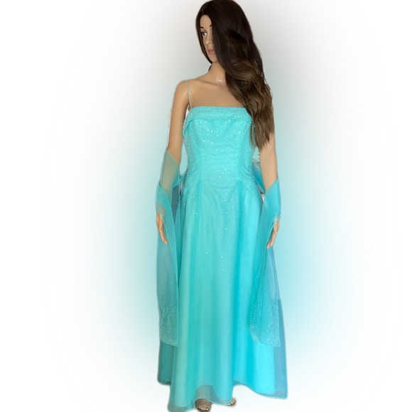 Mori Lee Designer  Women's Strapless Embellished Formal Dress Sea Green Size 7/8 - Picture 10 of 16